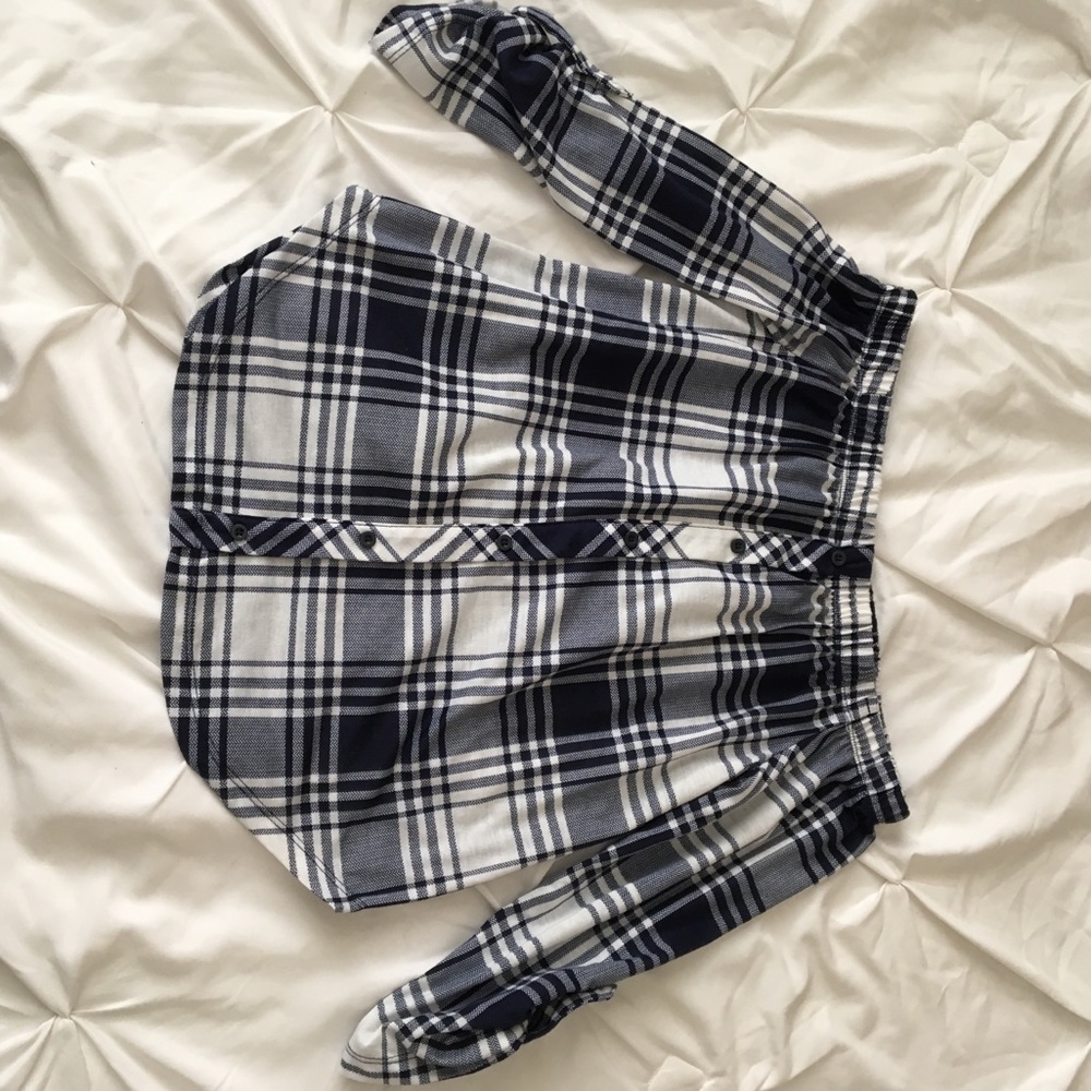 Off Shoulder Plaid Top
